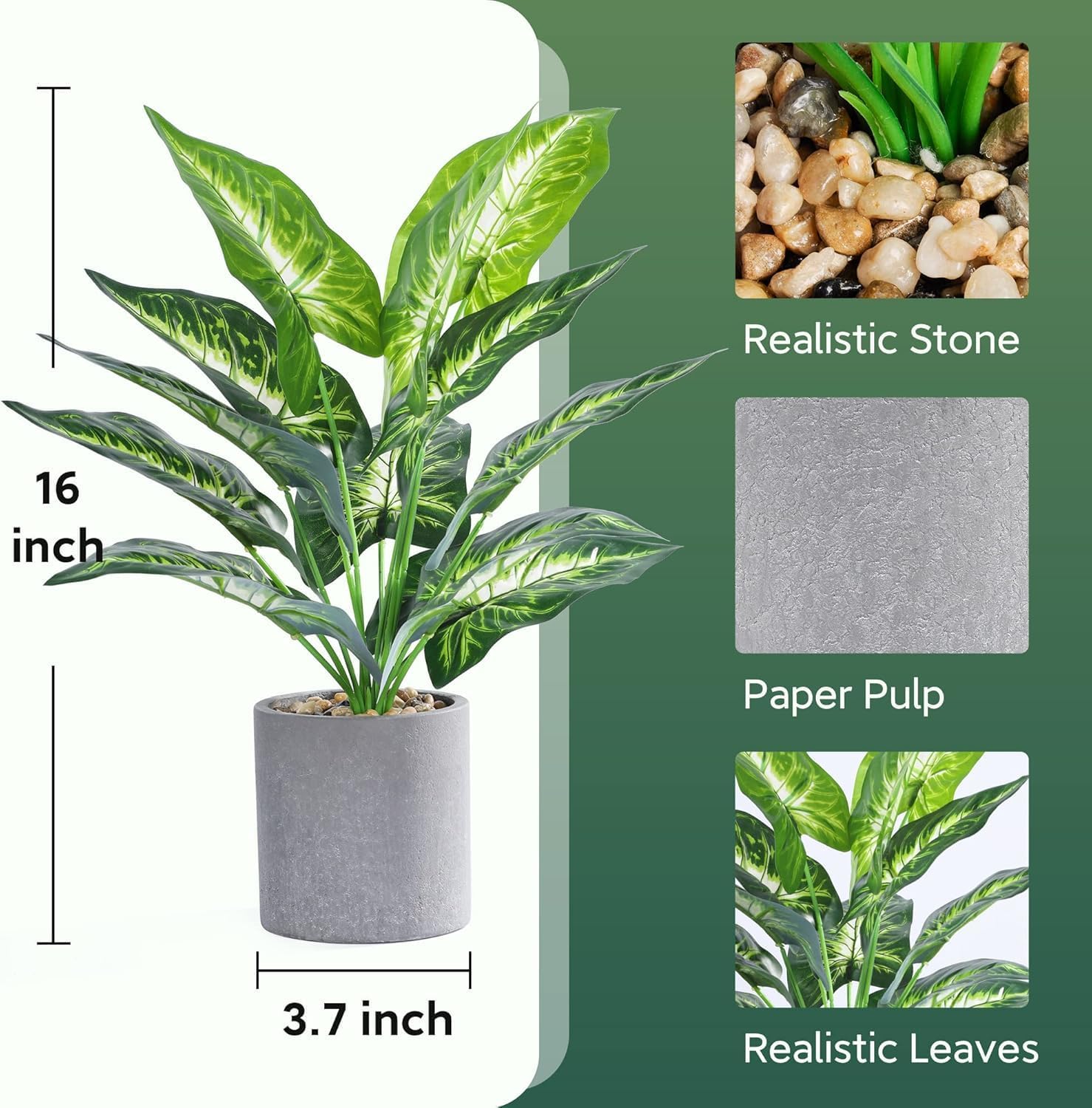 Der Rose 16" Small Fake Plants Artificial Tropical Faux Plants Indoor