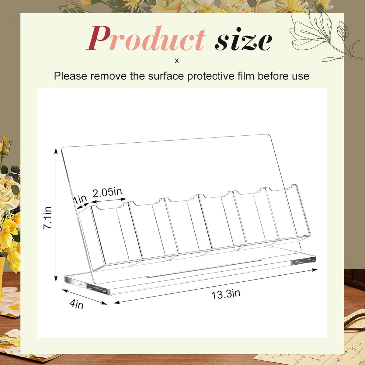 2 Pcs Acrylic Bookmark Display Holder, One-Layer 6 Slots | Freestanding Stand for Vendors Retail Store Craft Show Clear