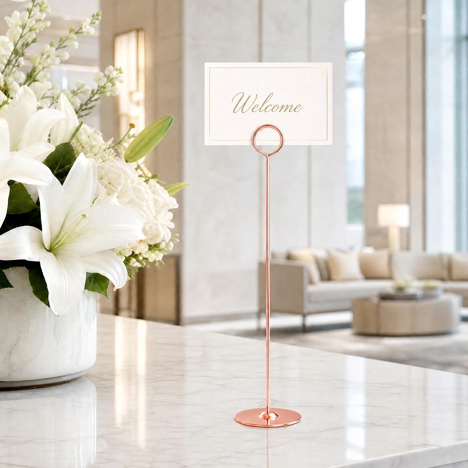 Urban Deco 12 Inch Rosegold Steel Place Card Holder,16 Pack Table Number Holder