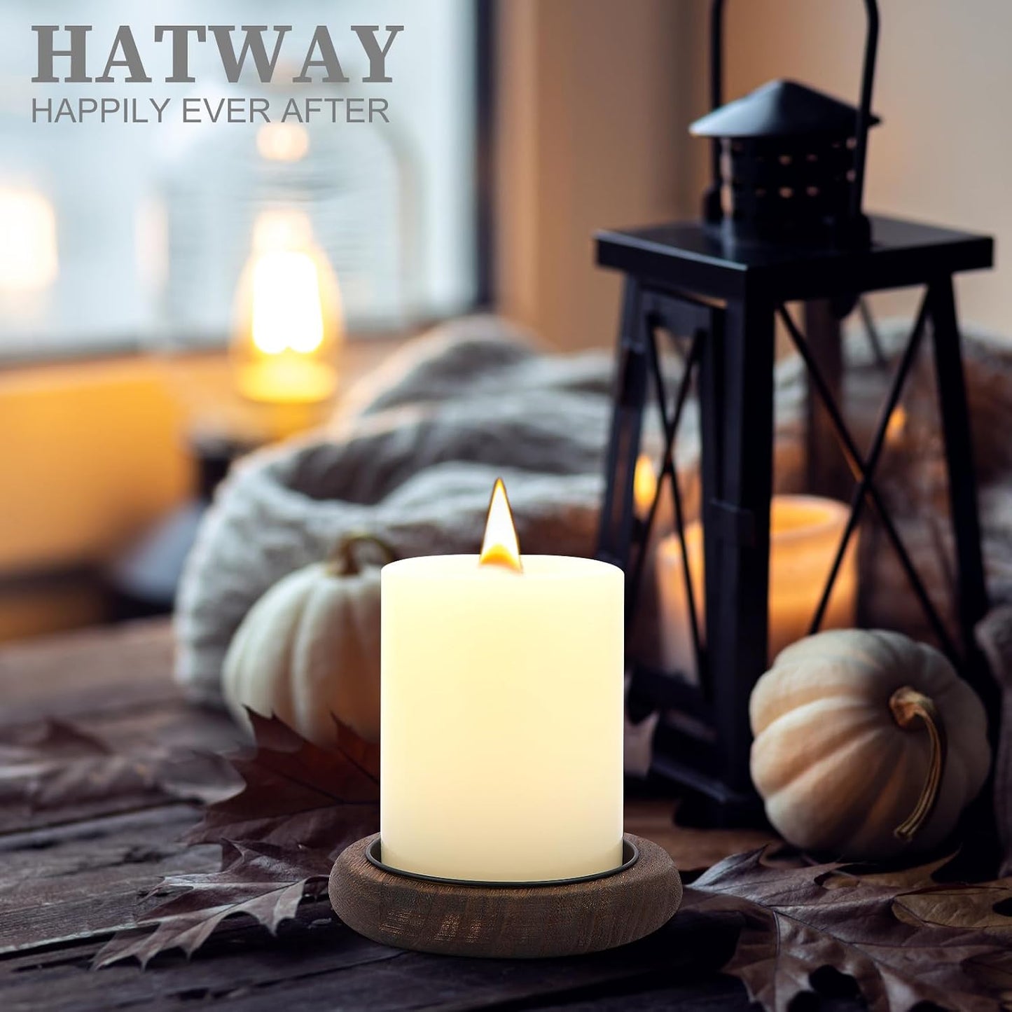 Wood Candle Holder Farmhouse Decor Wooden Pillar Candles Tray / Brown*4