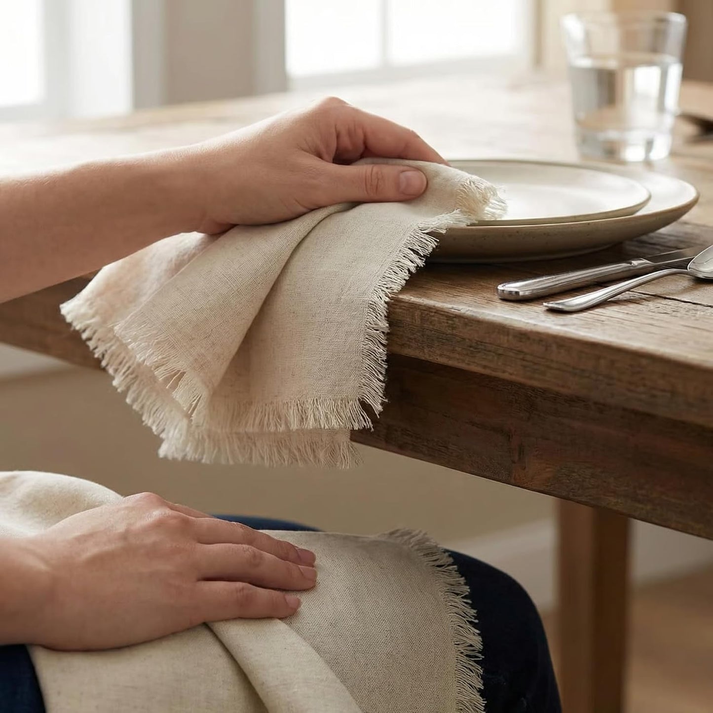 Linen Cloth Washable Cotton Dinner Napkins Wedding Party Decor | 18X18 inches , Set of 12 (Natural). Perfect for