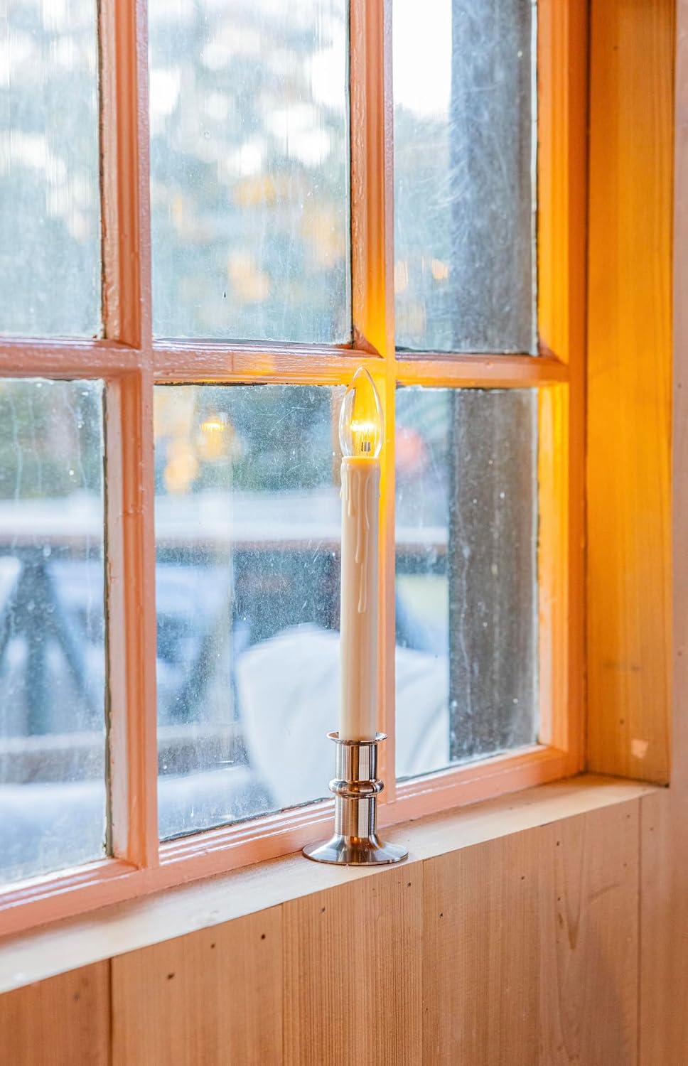 Celestial Lights Set of Four Battery Operated Remote Programmable Window Hugger Candle for Narrow Window Sills Daily