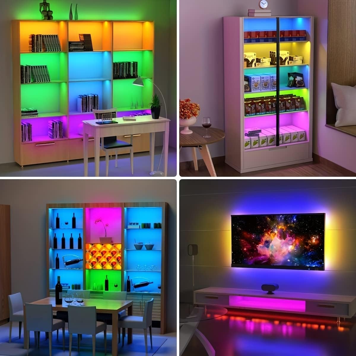 Battery Powered LED Strip Lights 20 inch x 4 Pack, Wireless LED Strip Lights for Bedroom Color Changing APP Remote, Led