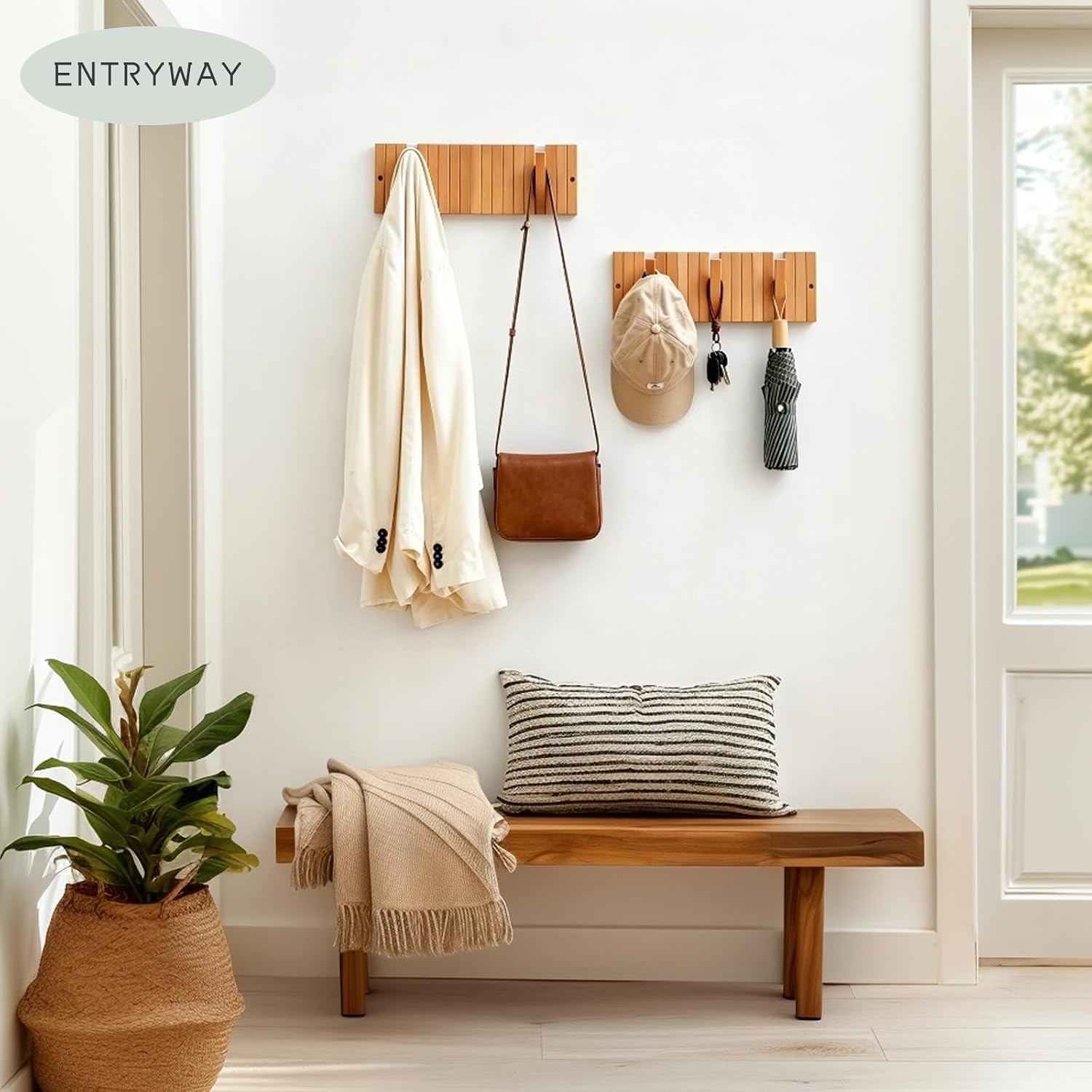 Decorative Wooden Wall Hooks / Natural Beech