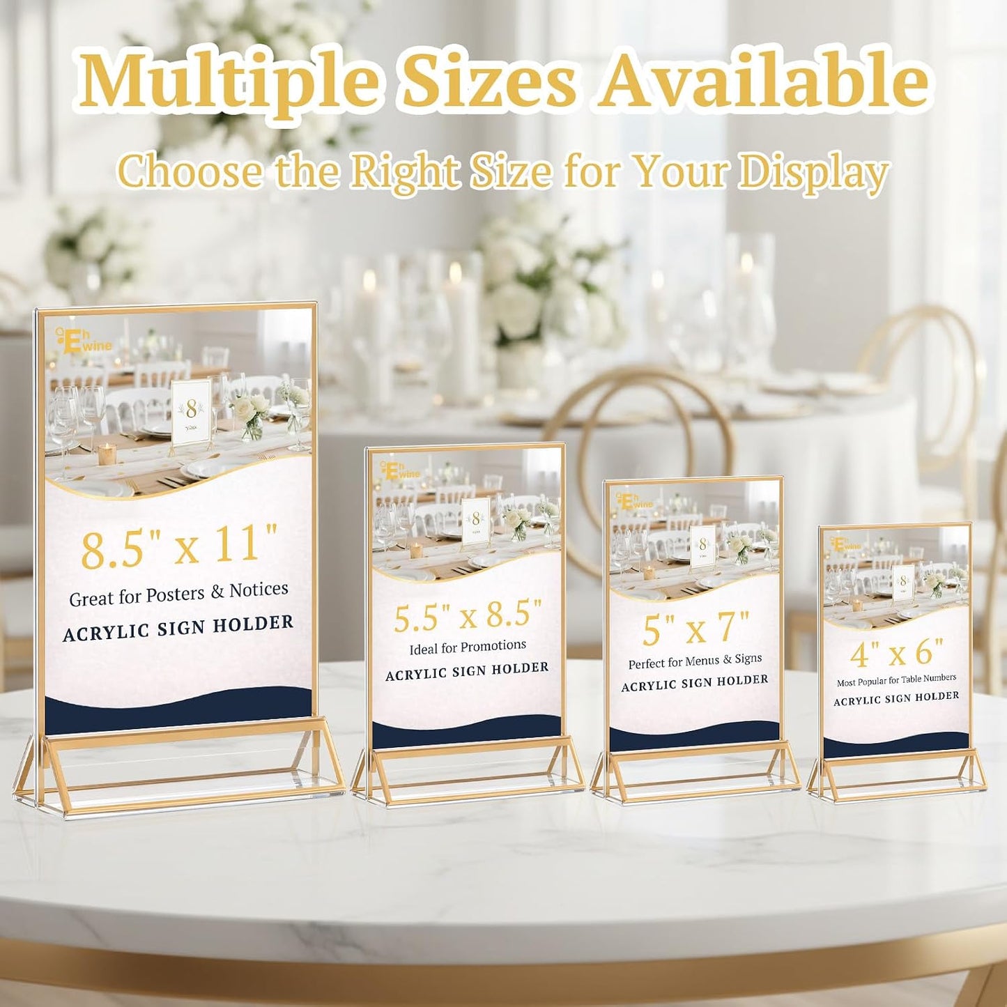 Acrylic Sign Holder / 5 x 7 / Gold Inch / Set of 12
