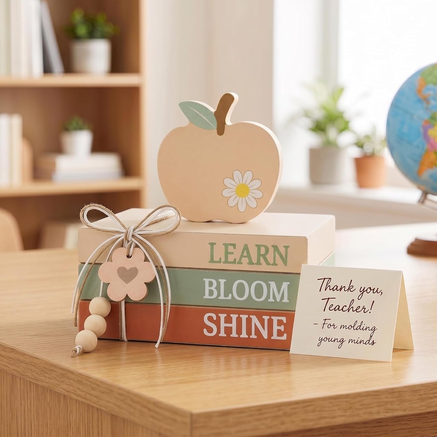 Wooden Book-Shaped Blocks / Boho Neutral Apple / Set of 4