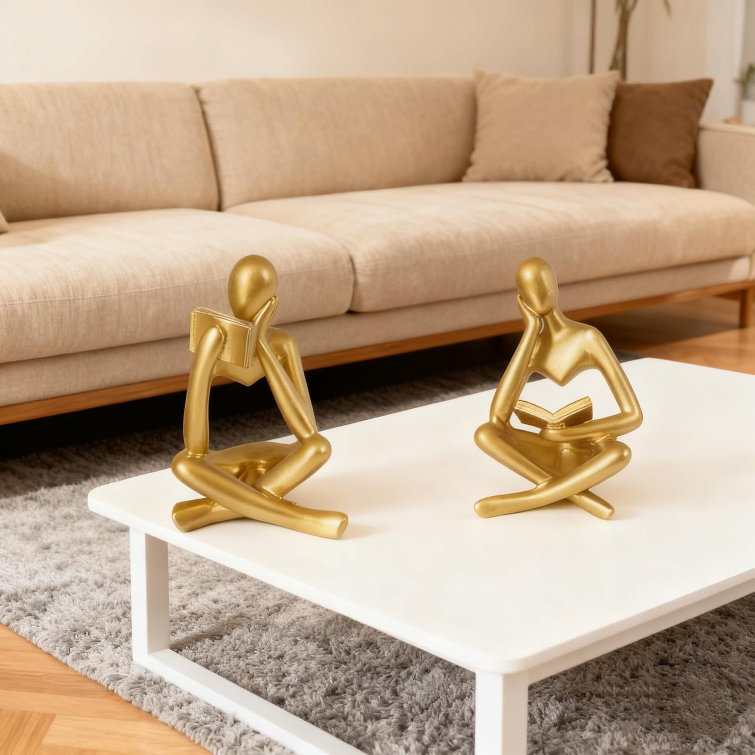 Reading Women Statues / Left+right / Gold / Set of 2