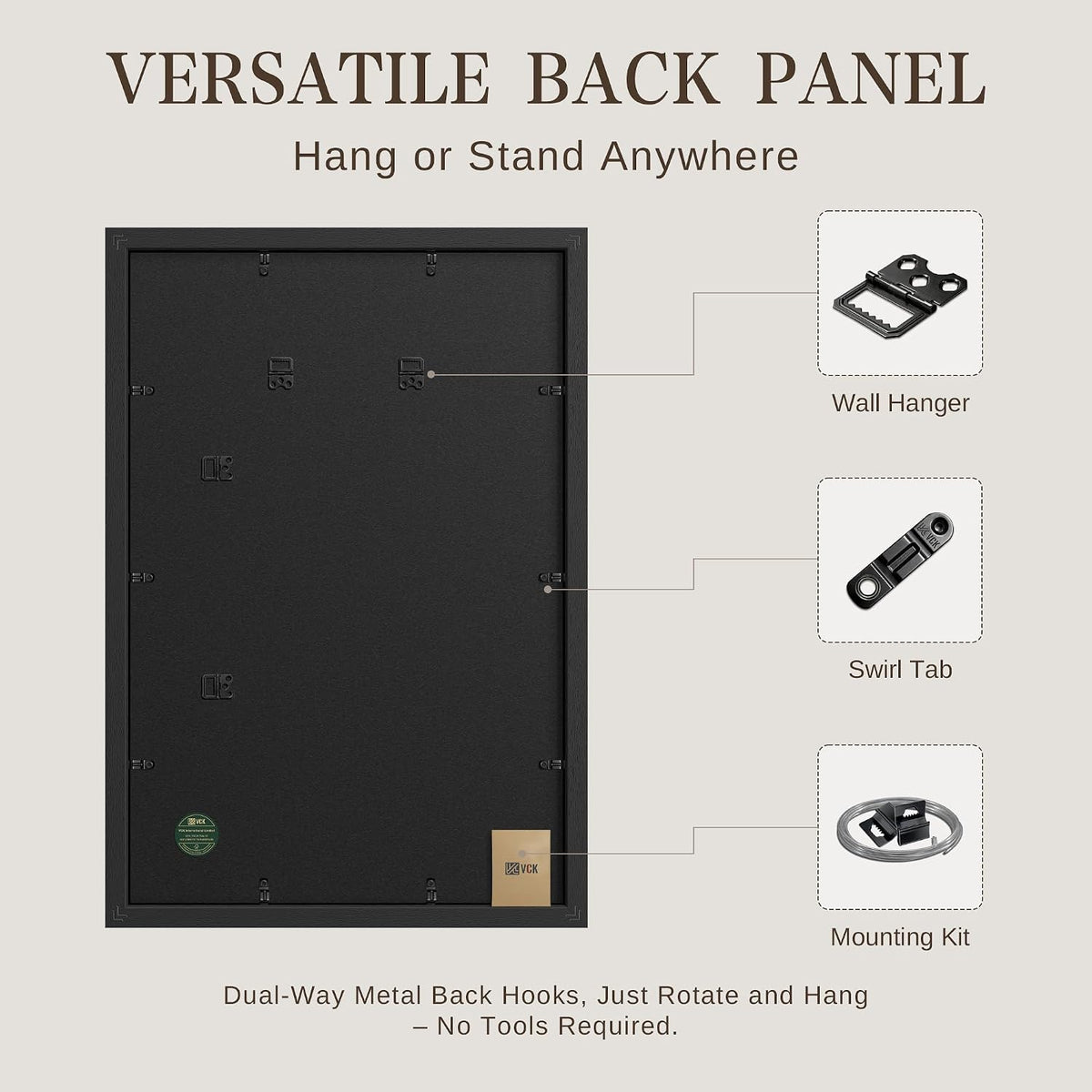 VCK 27x40 Poster Frames Black - 6 Pack, Wide Border Wood Picture Frame, Multi-Directional Display Family Photos, Office