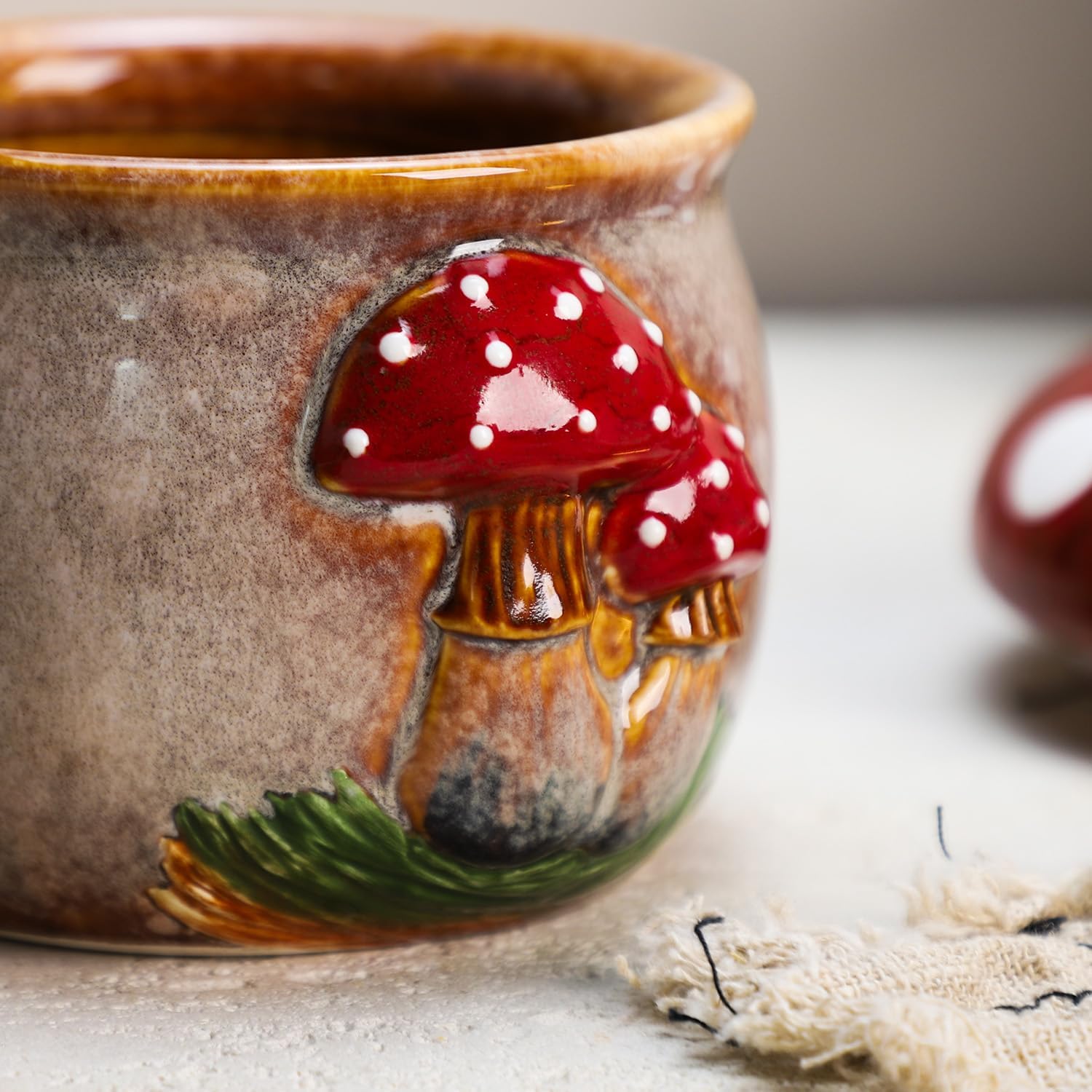 Ceramic Mushroom Candy Jar / Red
