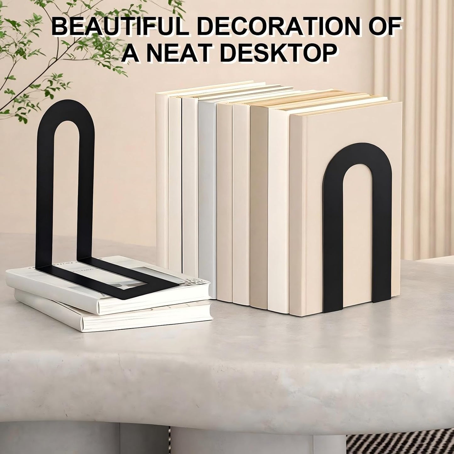 Modern Metal Book Ends / 7.5*5.75*3.5inch / Black / Set of 6