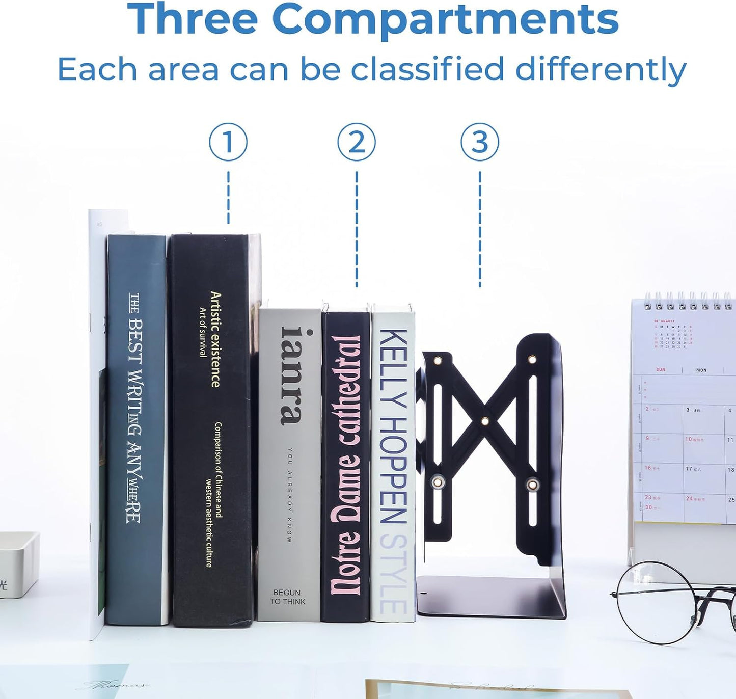 Metal Bookend for Heavy Books / Black