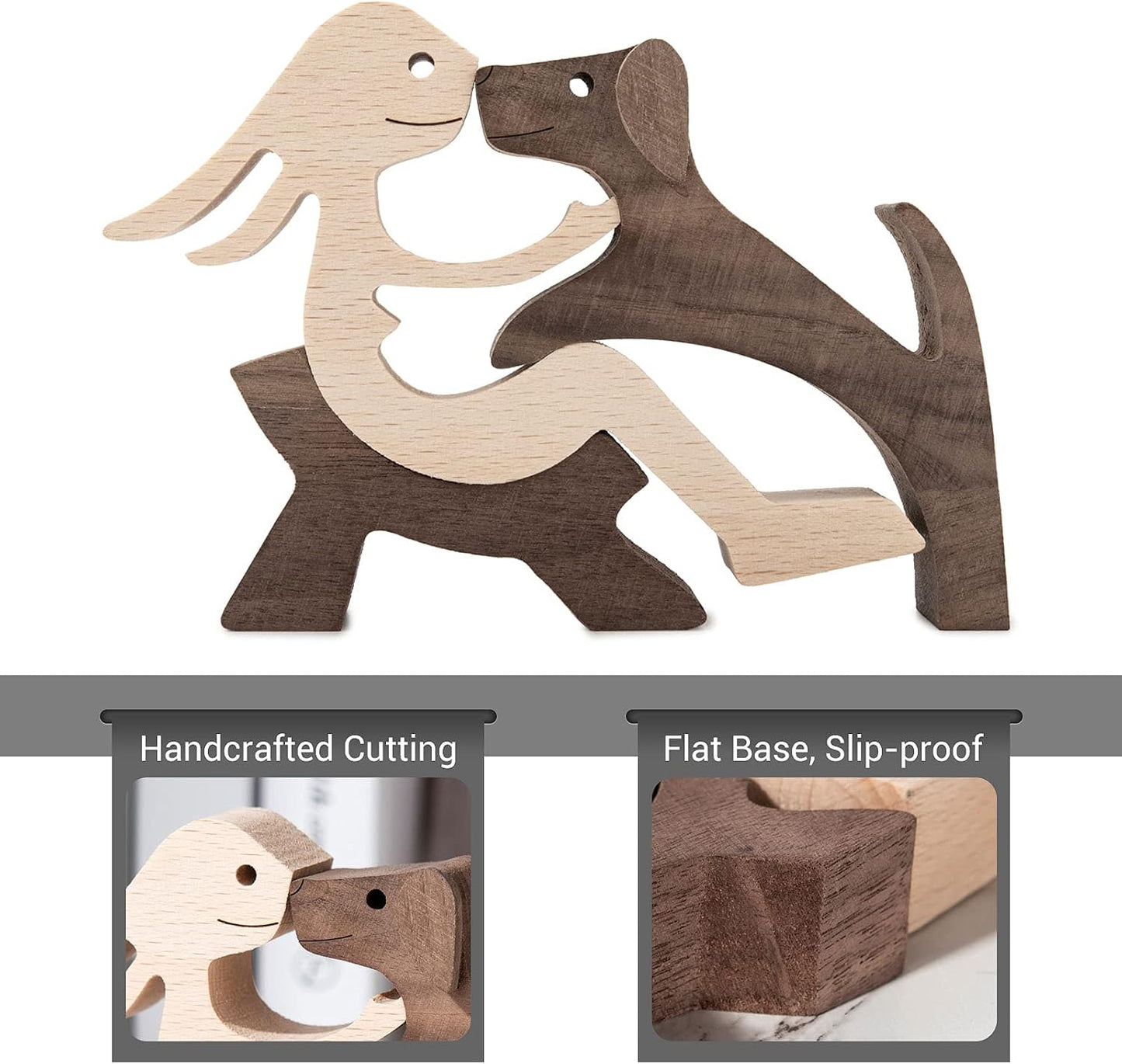 Handmade Wooden Statue / Relaxing Woman and Dog