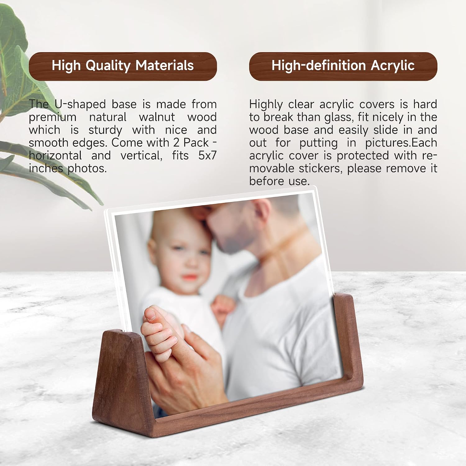 Solid Rustic Wooden Photo Frames / Horizontal / 5 x 7
