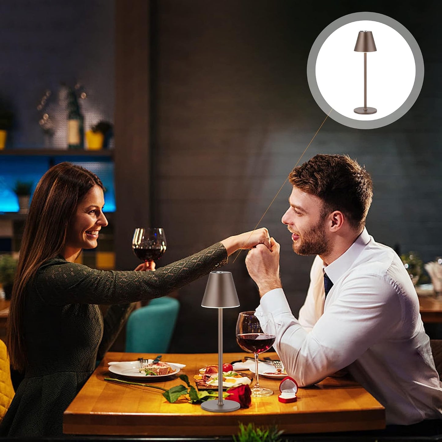Timjorman Modern LED Cordless Table Lamp, 4000mAh Rechargeable Battery, 3 Level Brightness Night Light, Metal Shell