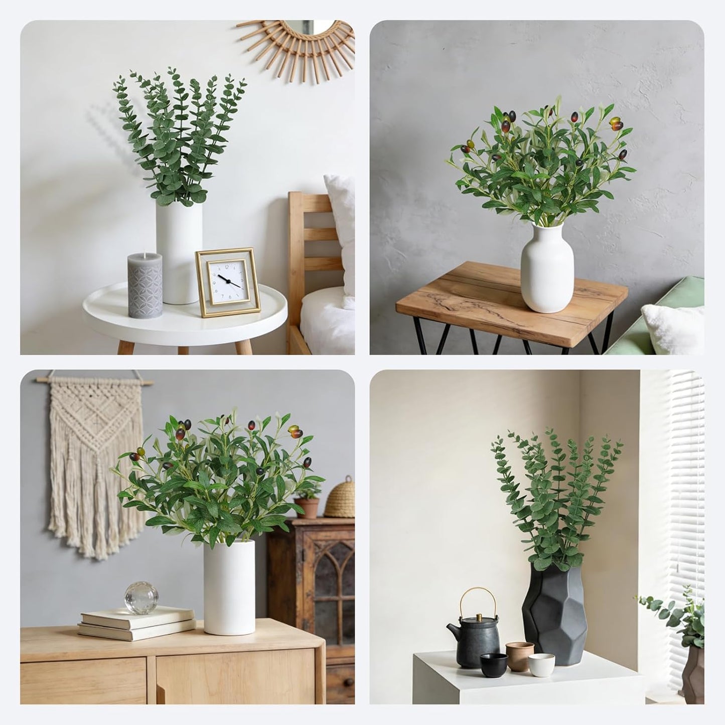Faux Olive Branches&Eucalyptus Branches / Set of 16