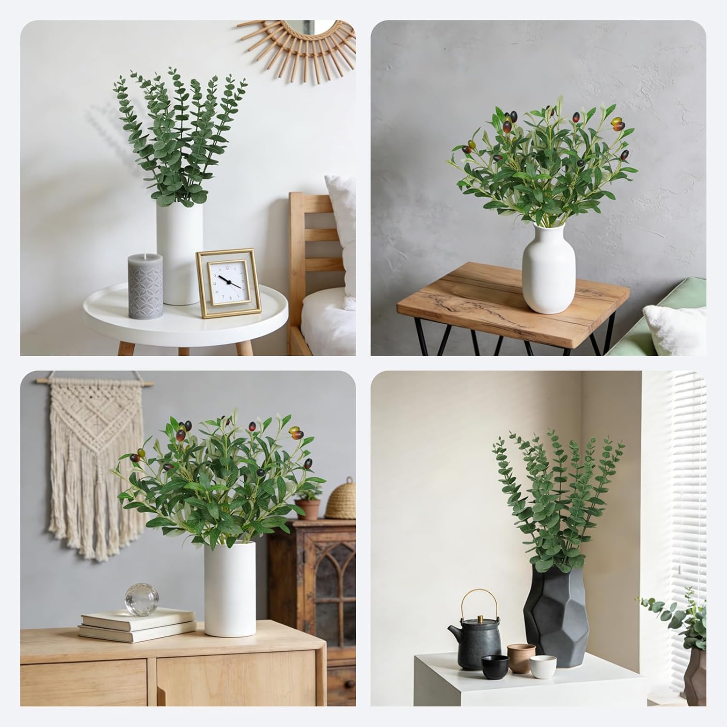 Faux Olive Branches&Eucalyptus Branches / Set of 16