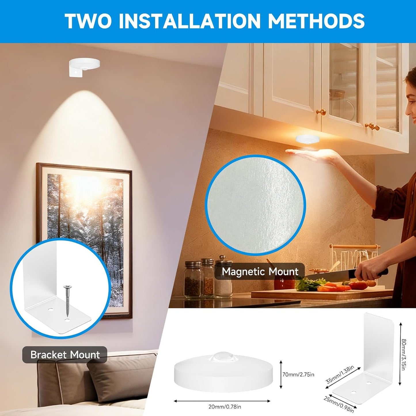 Rechargeable Picture Lights for Wall,Under Cabinet Lighting,1500mAh Rechargeable Battery Operated Picture Frame Lights