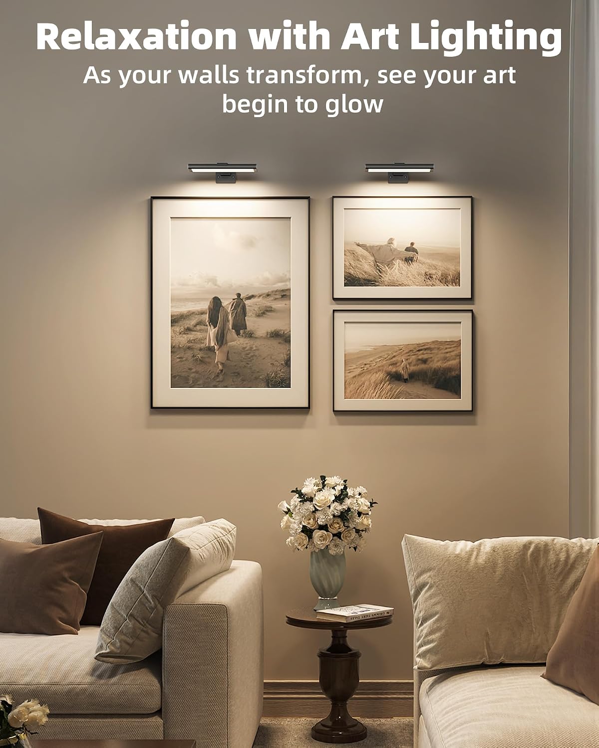 EZVALO Picture Light for Wall, Rechargeable 2400mAh Lights Wireless with IR Remote, 3 Color & Dimmable Magnetic 7.87''