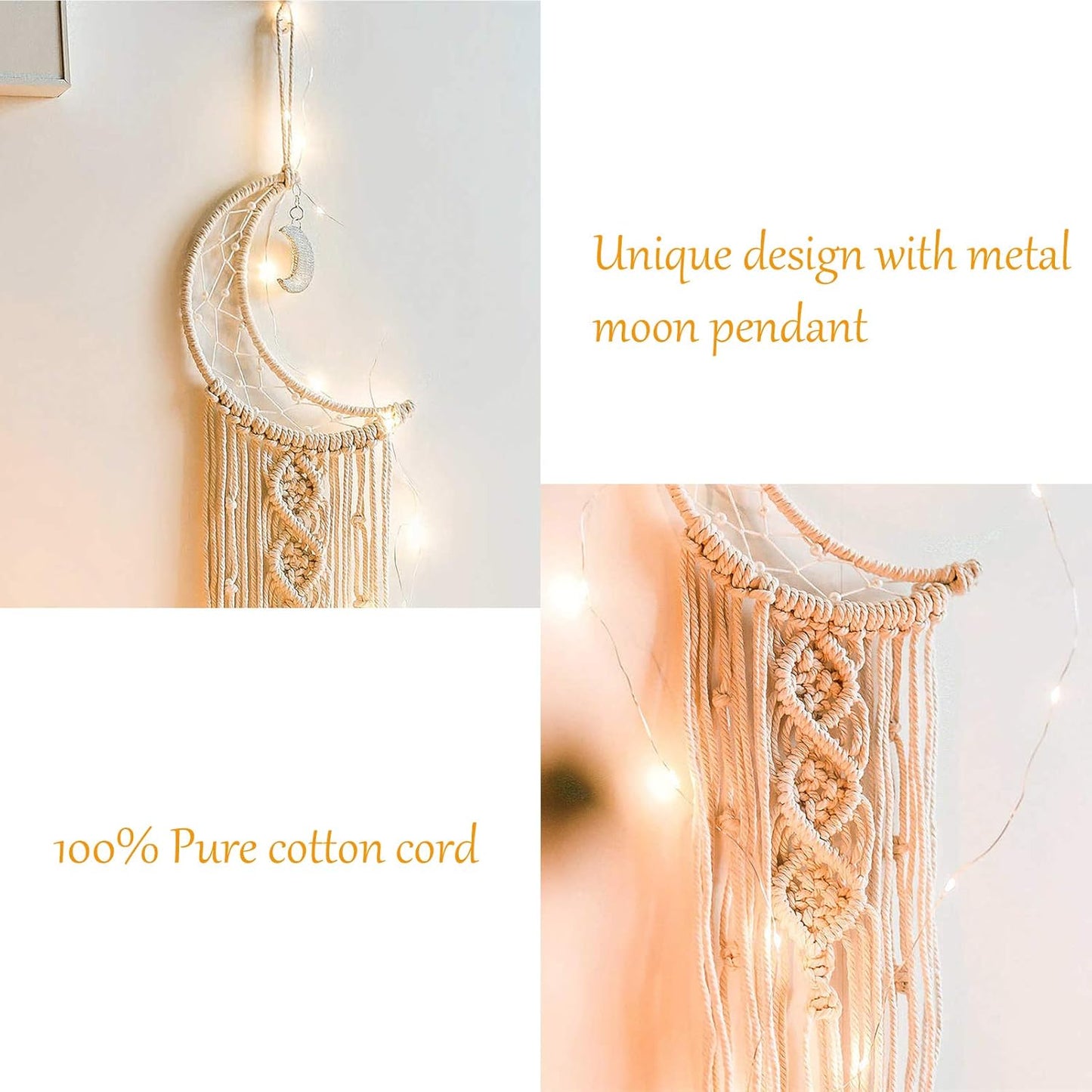 Boho Home Moon Star Dreamcatcher / Beige / Set of 2