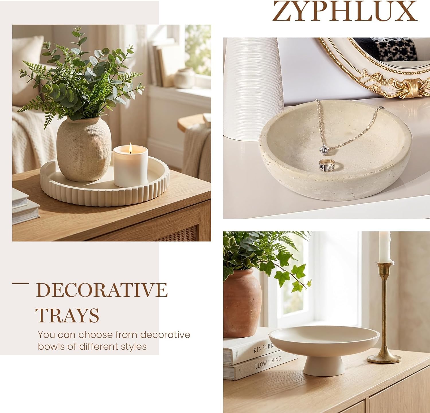 Round Decorative Trays & Coffee Table Tray / 11 Inch