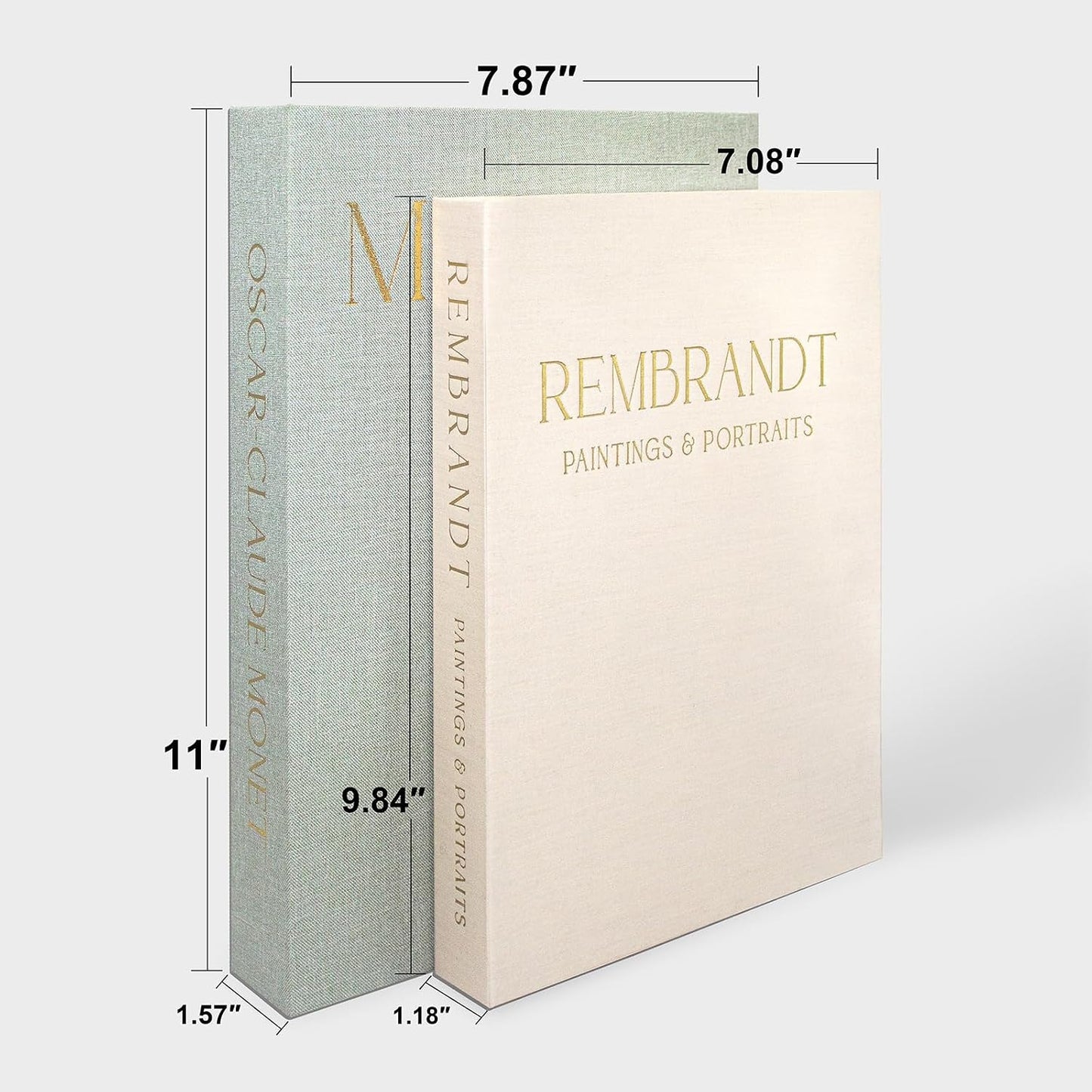 Linen Fake Book Decor / Sage/beige