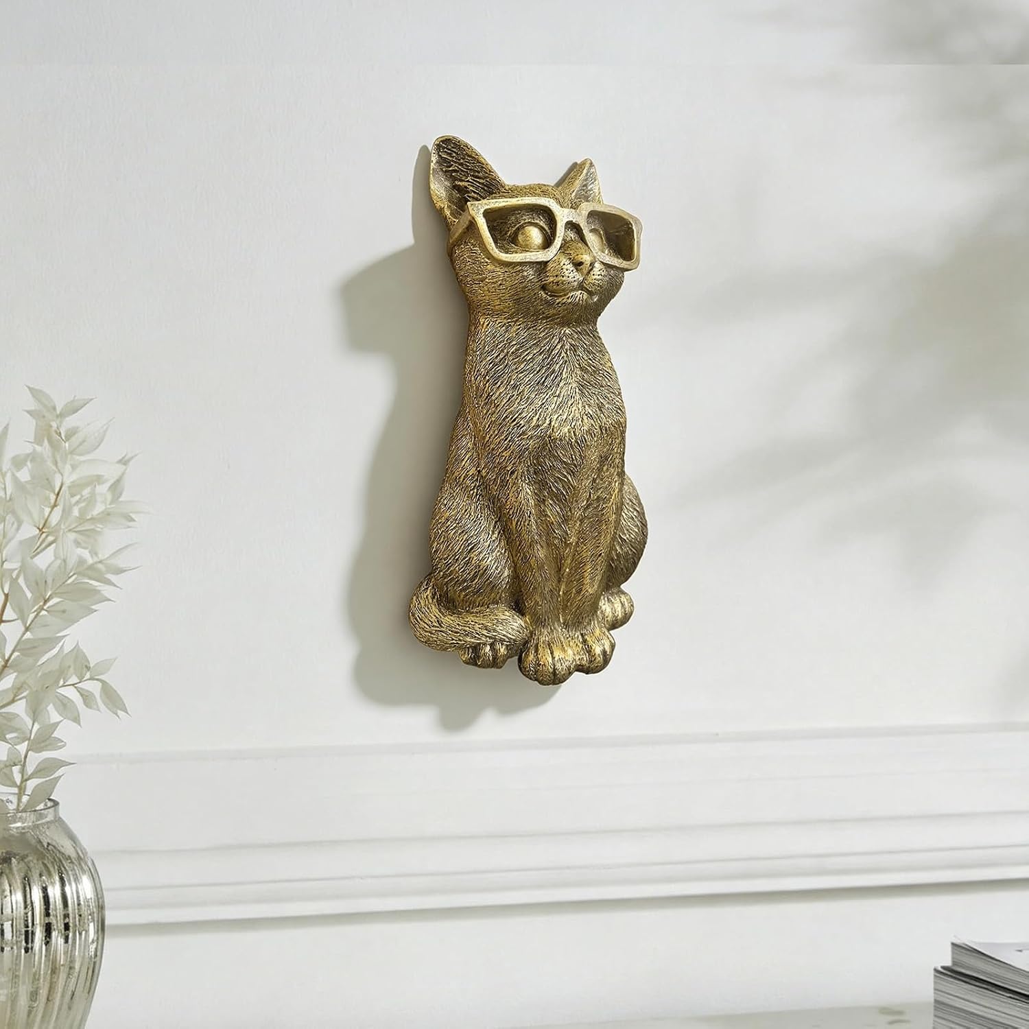 Wall Hanging Decoration / Copper / Cat / Gold