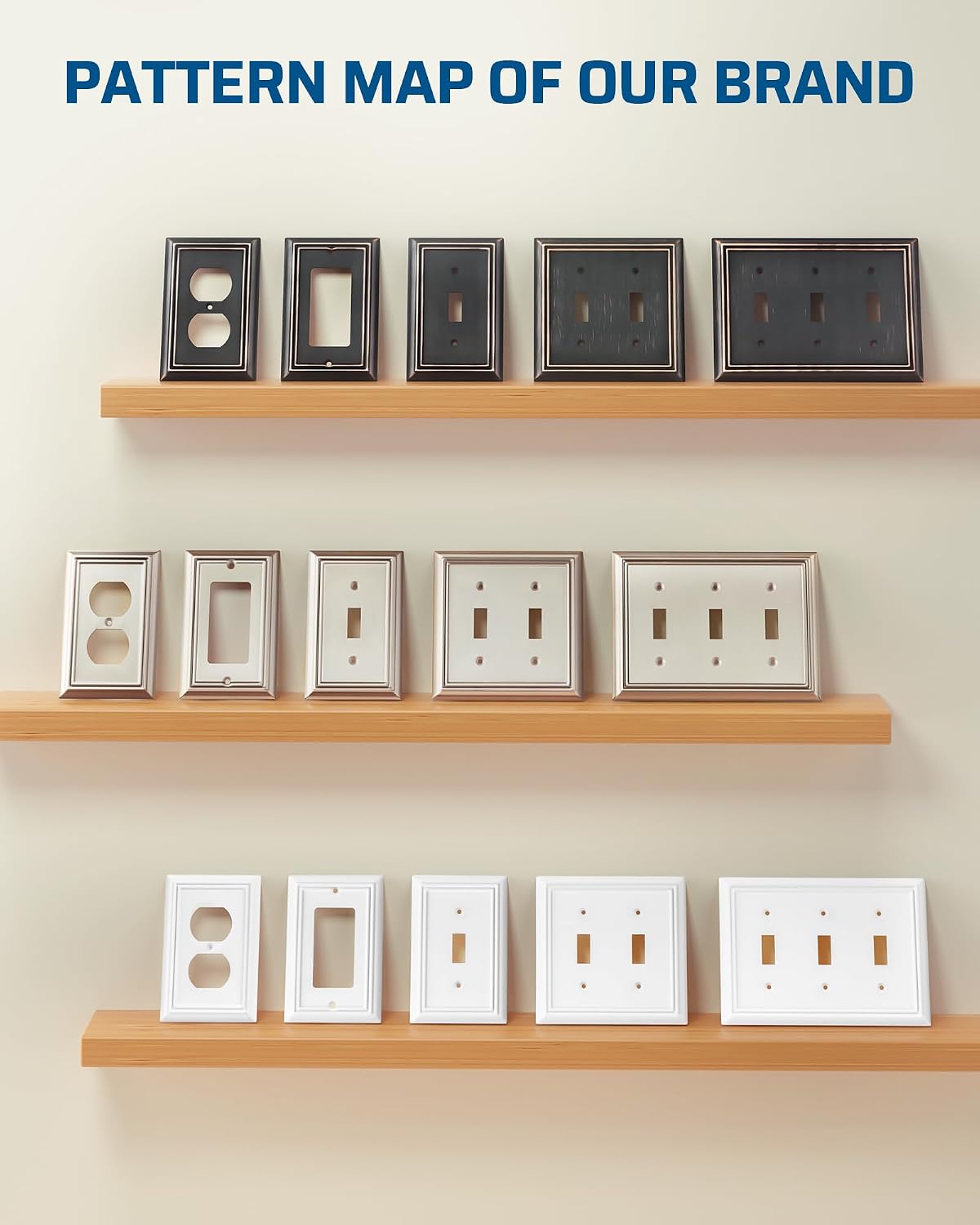 DEWENWILS Metal Wall Plate, Decorative Light Switch Cover Brushed Nickel | 8 Pack, 4.90" x 3.15", Stylish Outlet Cover