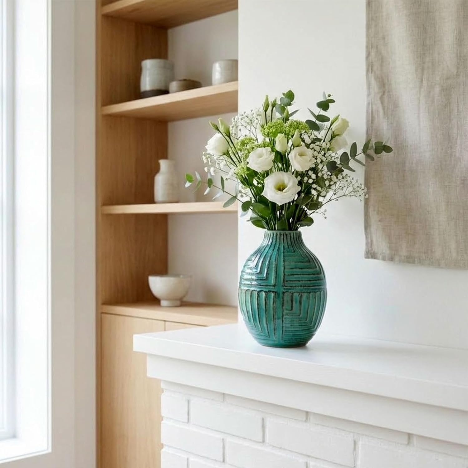 Hand-Glazed Ceramic Vase / Teal / 5.7''h