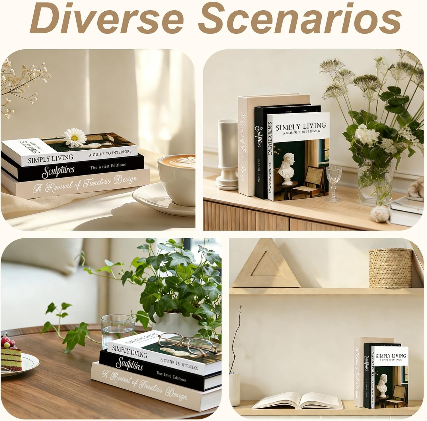 Aesthetic Decorative Books Decorative Coffee Table Books / Sculpture Decorative Boxes / Set of 3
