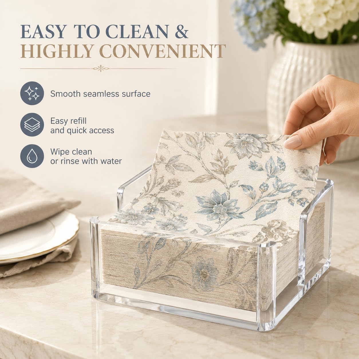 Acrylic Napkin Holder / Clear / Vertical