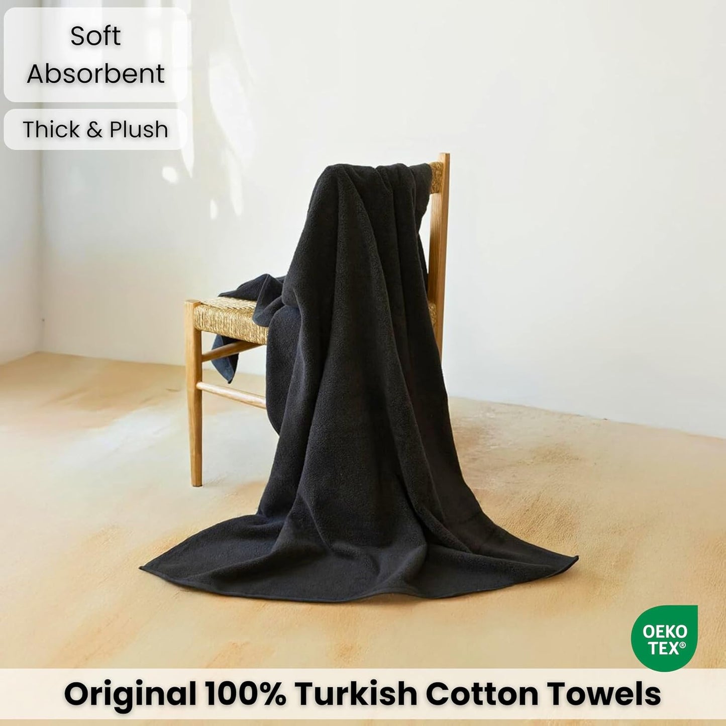 SALBAKOS Luxury 100% Turkish Cotton Bath Sheet 40x80 in (1-Piece, Black) | Extra Large Jumbo Oversized Bathroom and