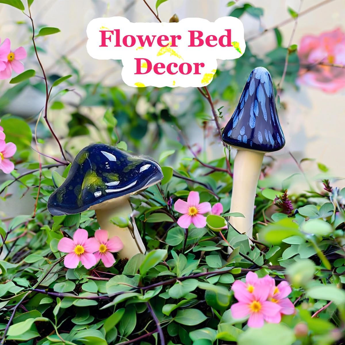 Ceramic Mushrooms / Mushroom Decor / 5 Inch / Set of 6