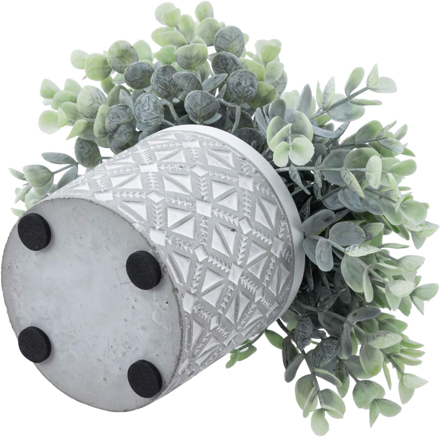 Artificial Eucalyptus Plant in Modern Gray Concrete Pots / Grey