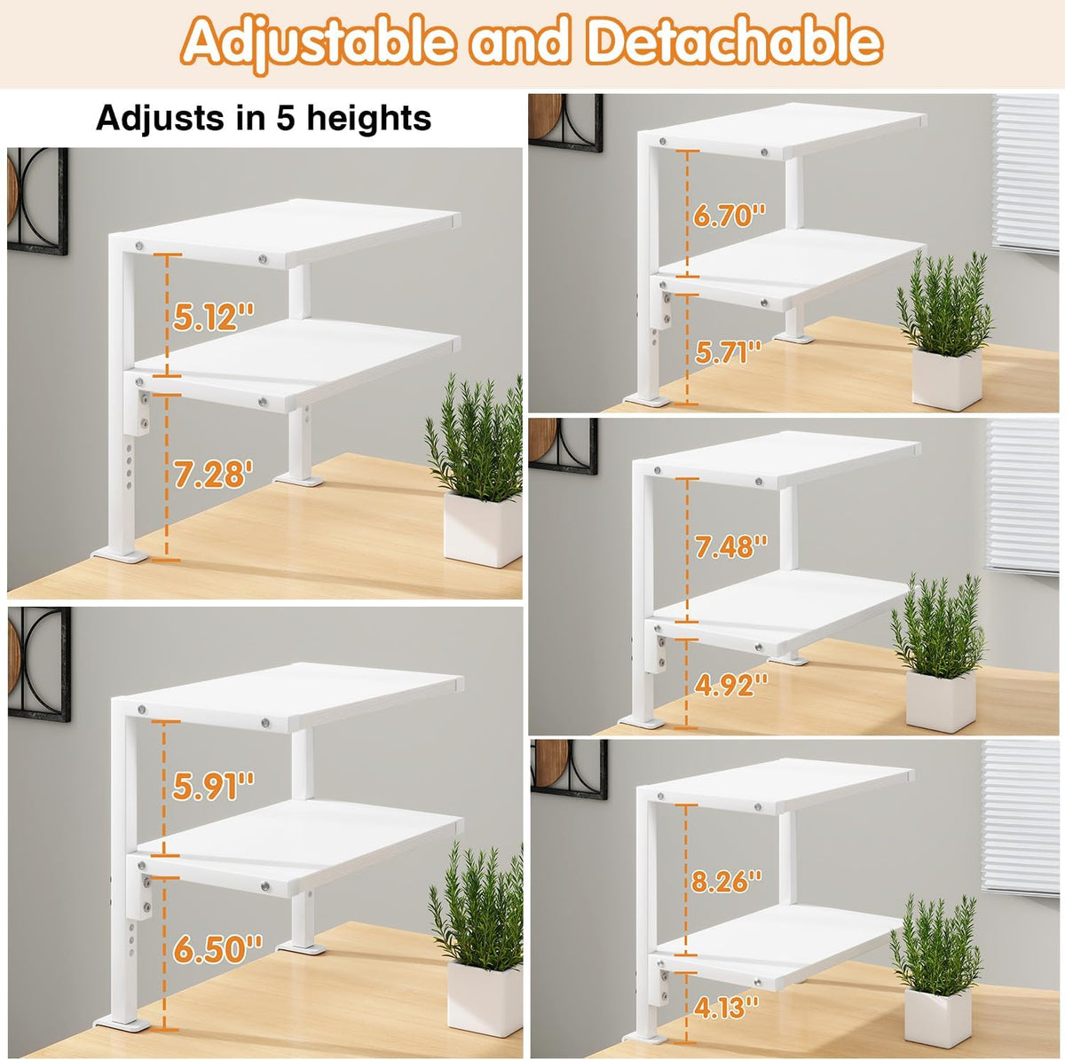 IBUYKE Clamp on Desk Organizer Shelf,Desk Extender Shelves UTMZ007W | 12.9 inches,2-Tier Adjustable Storage Shelves