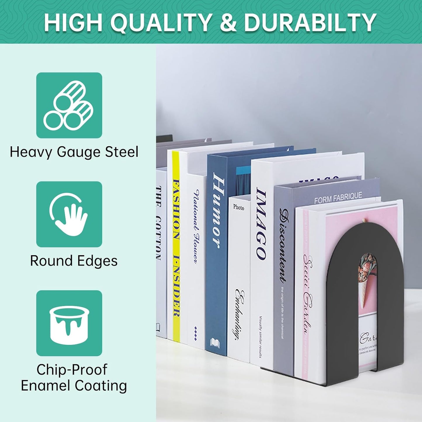 Heavy Duty 10" Bookends / Black / Set of 2
