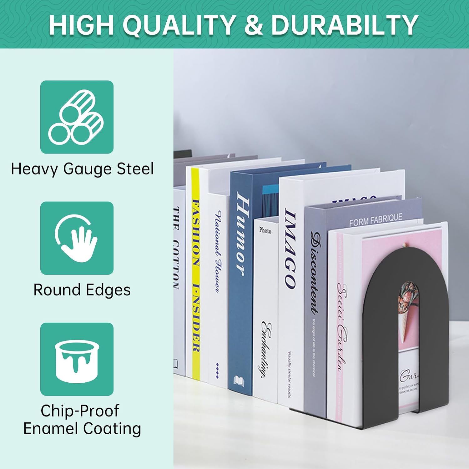 Heavy Duty 10" Bookends / Black / Set of 2