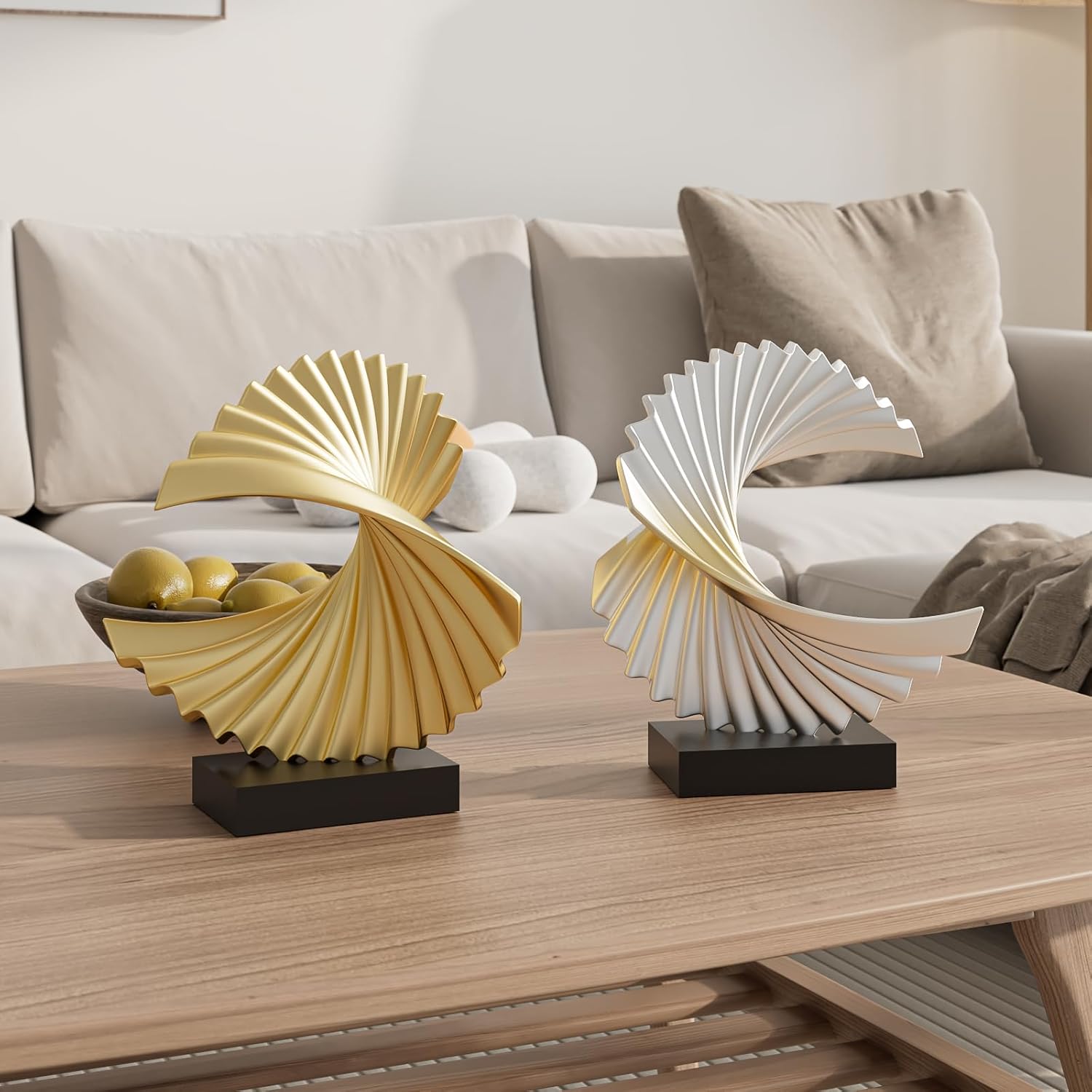 Resin Statue / Modern Abstract Art / Gold / Wave Statue