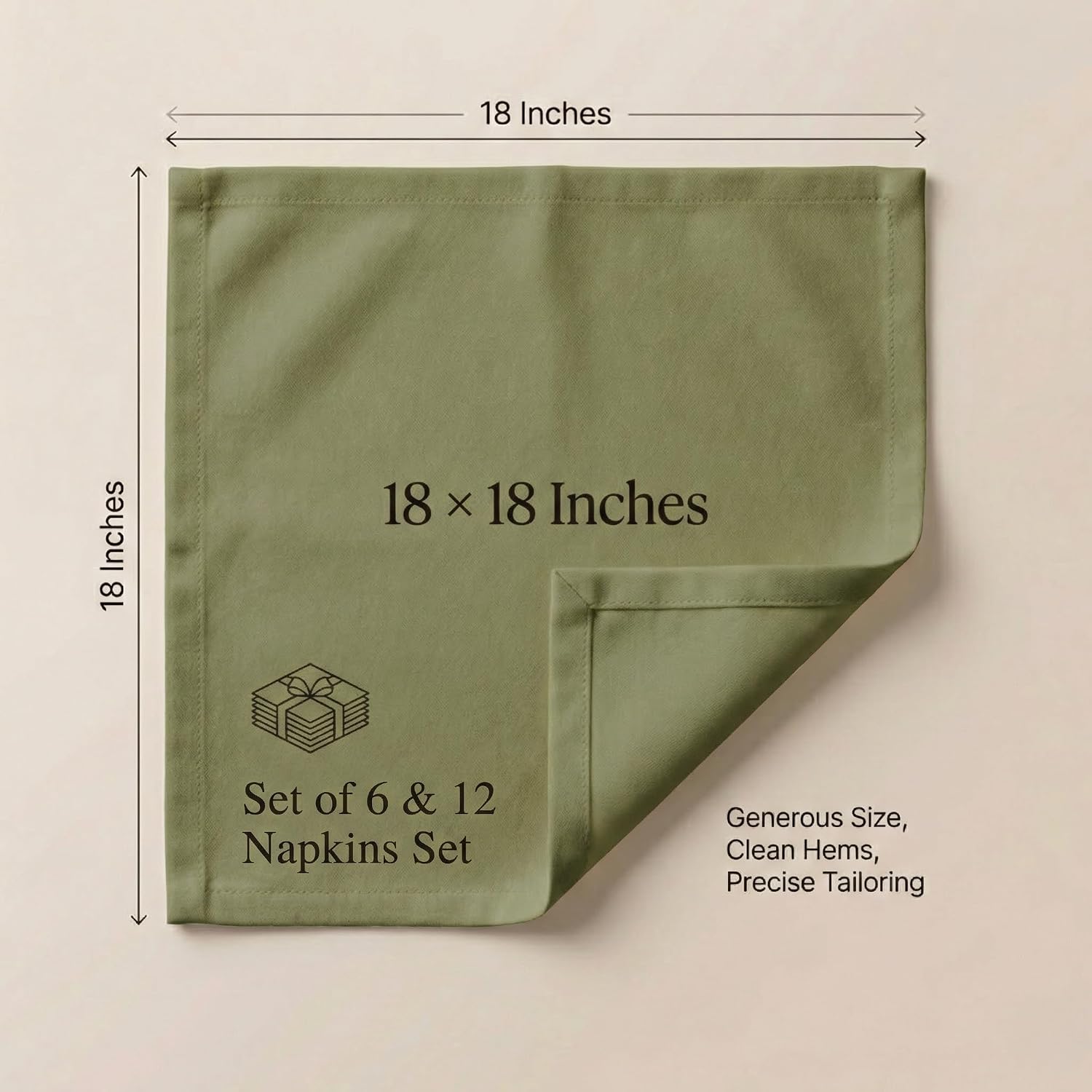 ACCENTHOME Accent Home 100% Cotton Napkins, Delicate Cloth Napkins for Dinners, Parties and Weddings，18 x 18 Inch Set