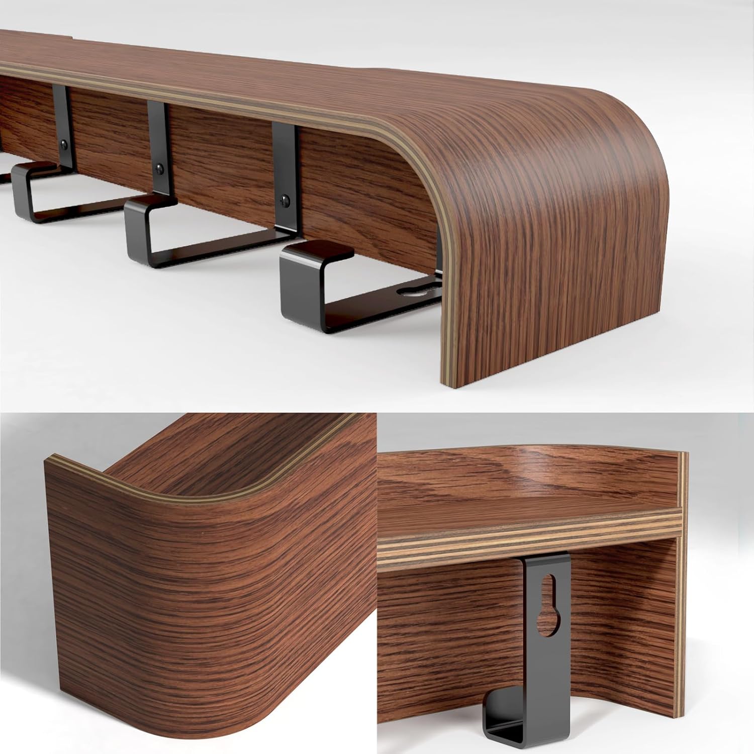 Wooden Entryway Organizer / Walnut / 4 Hooks