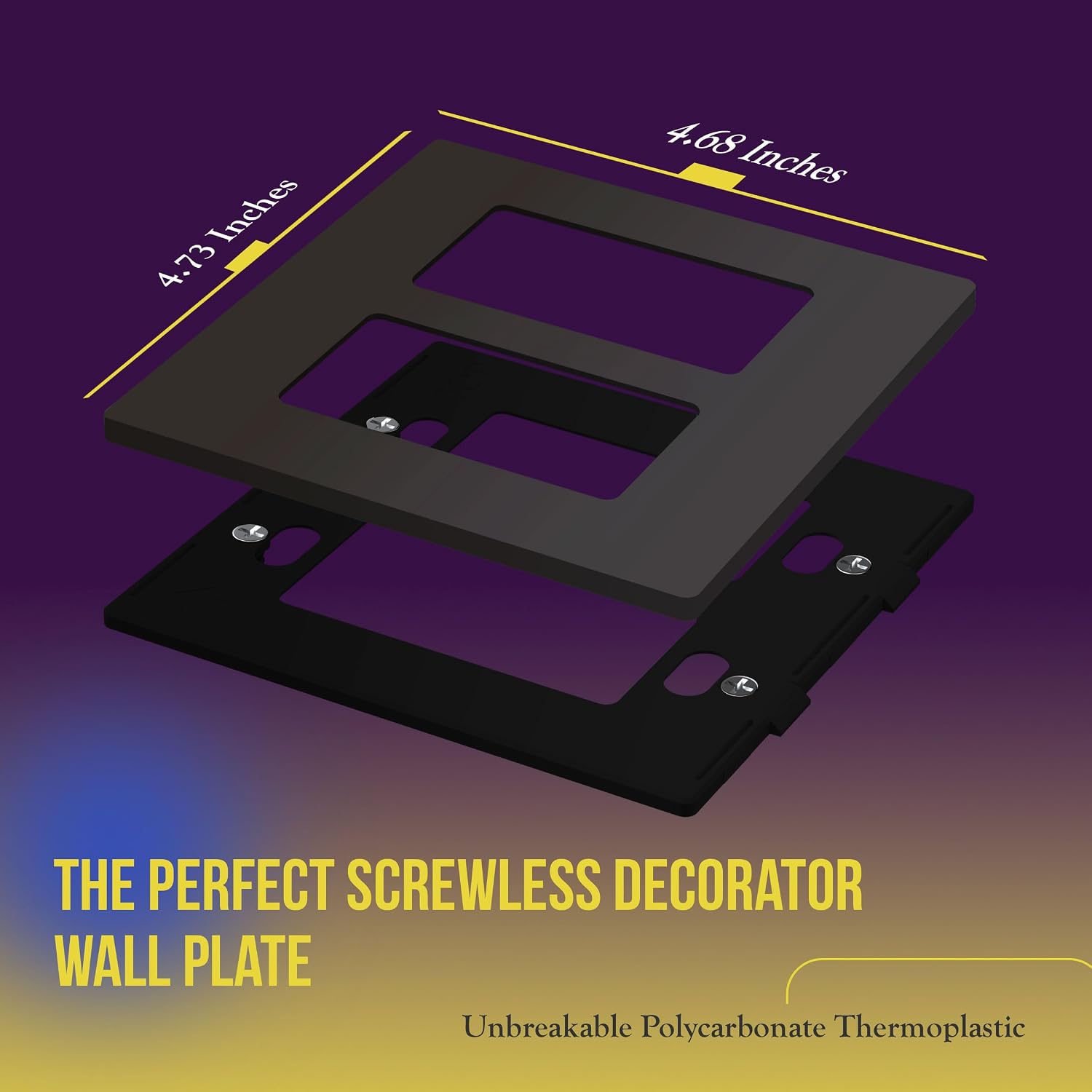 ENERLITES Elite Series Screwless Decorator Wall Plate Child Safe Outlet Cover, Size 2-Gang 4.68" H x 4.73" L