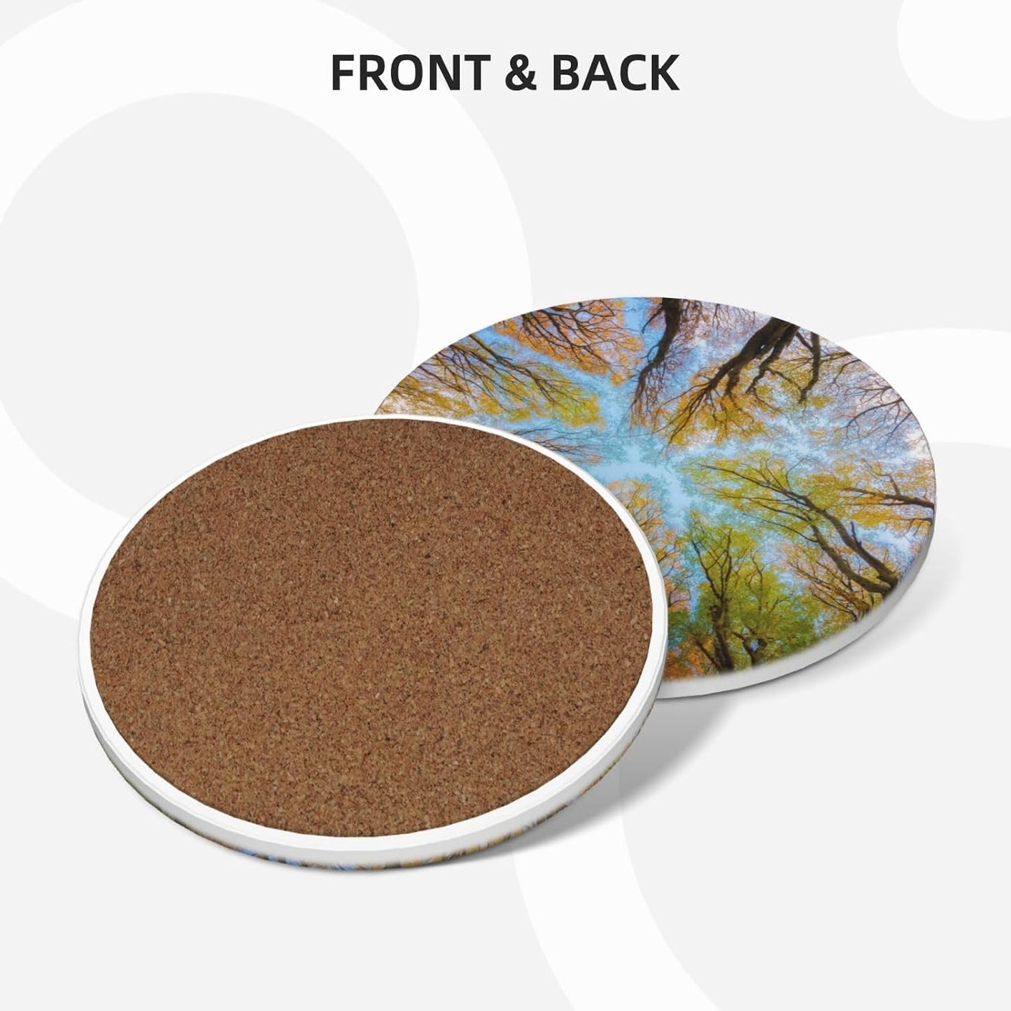 Absorbent Ceramic Coasters for Drinks / Forest Secrets / Set of 6