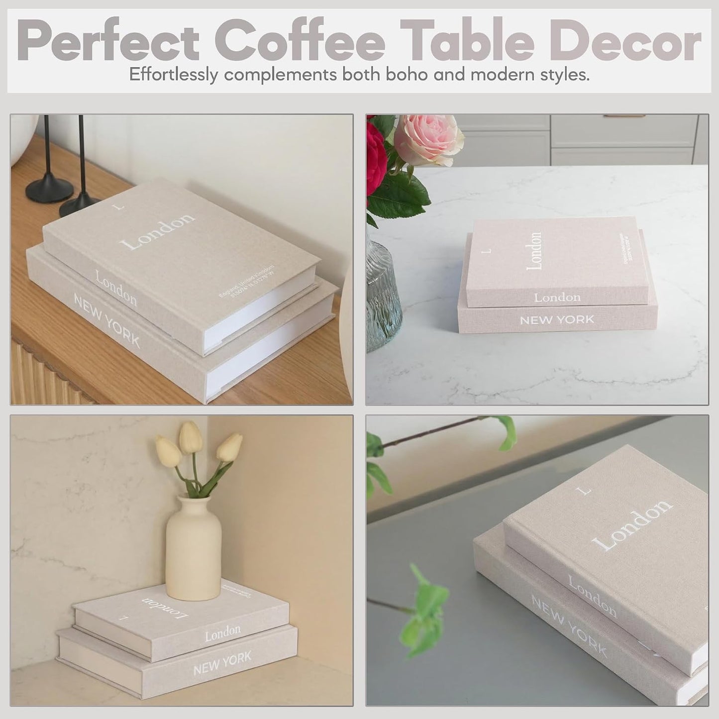 Faux Book Storage Box / Mocha/mocha / Modern / Beige / Set of 2