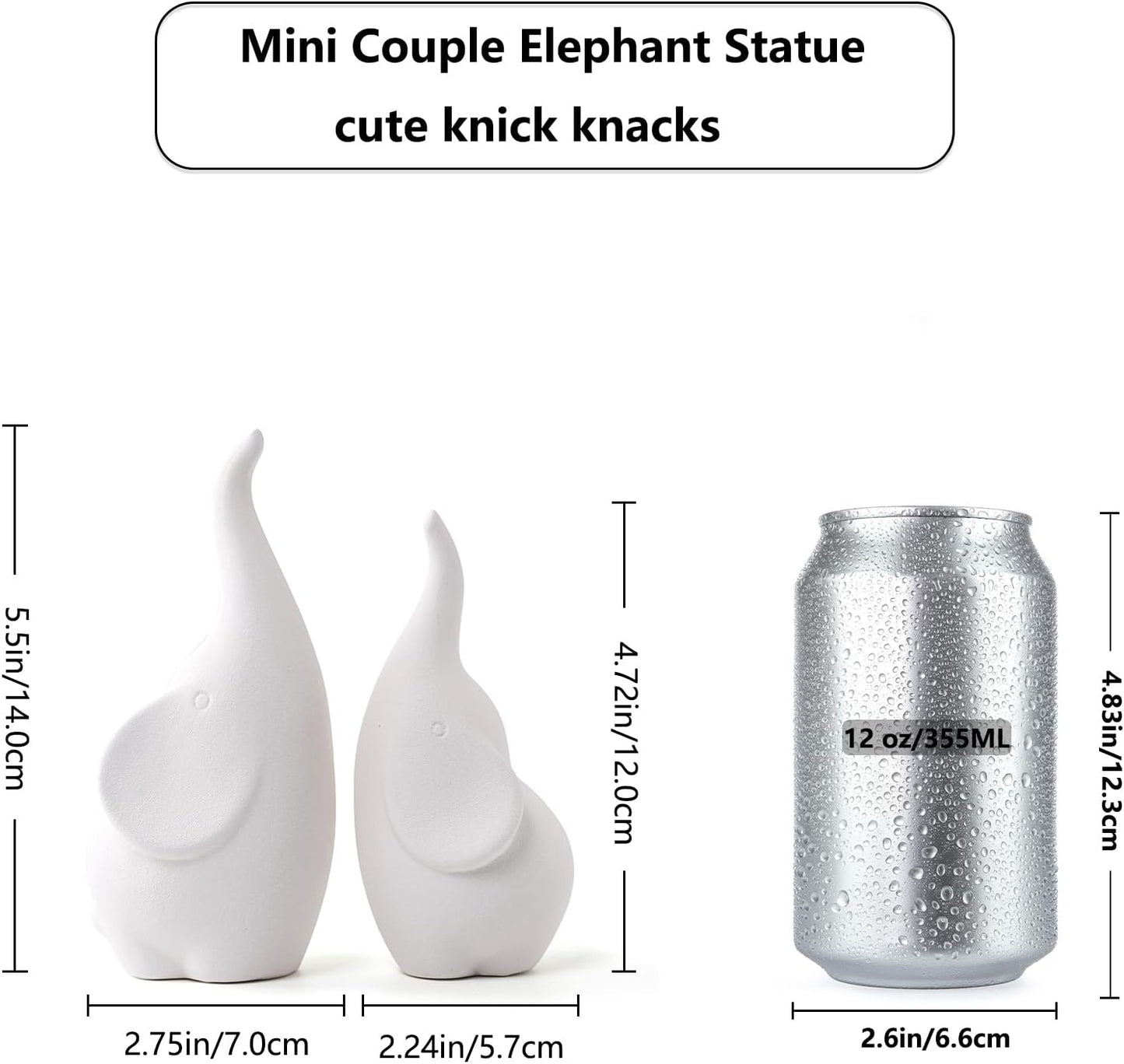 Ceramic Elephant Figurines / White