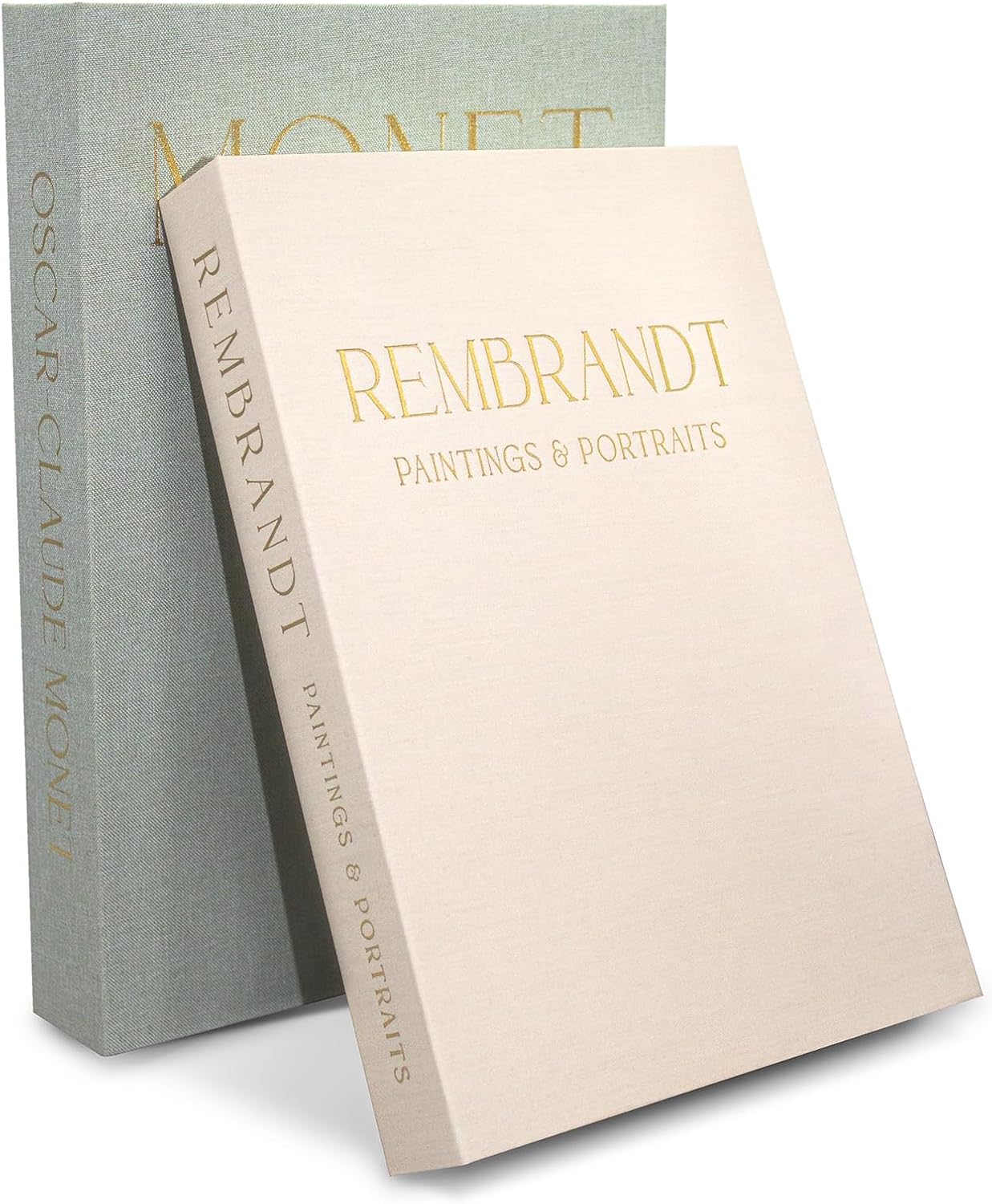Linen Fake Book Decor / Sage/beige