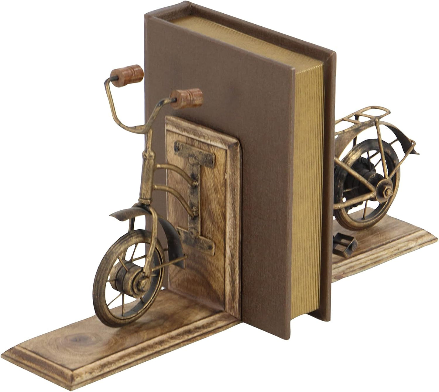 Wooden Bike Decorative Bookends Non Skid Bookends / 9 Inch / Set of 2