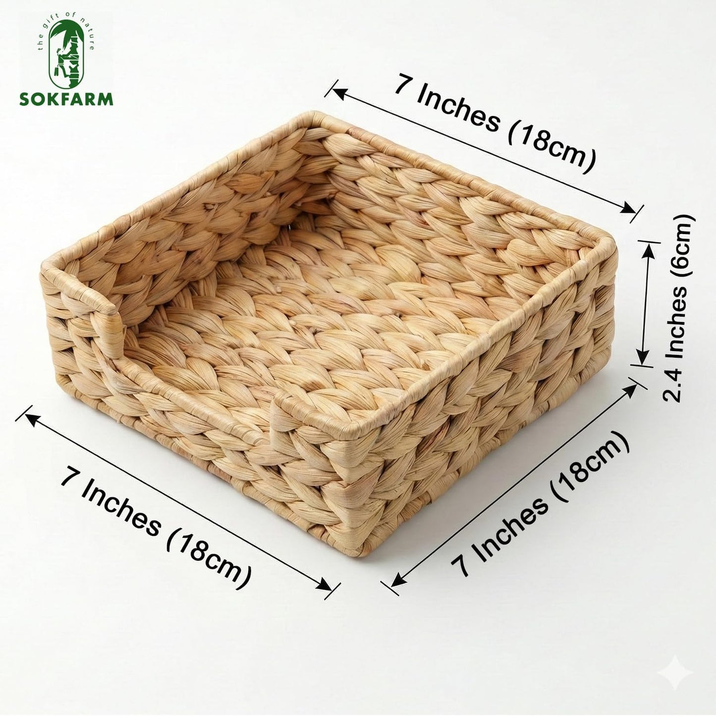 Square Wicker Tissue Tray for Dining Table