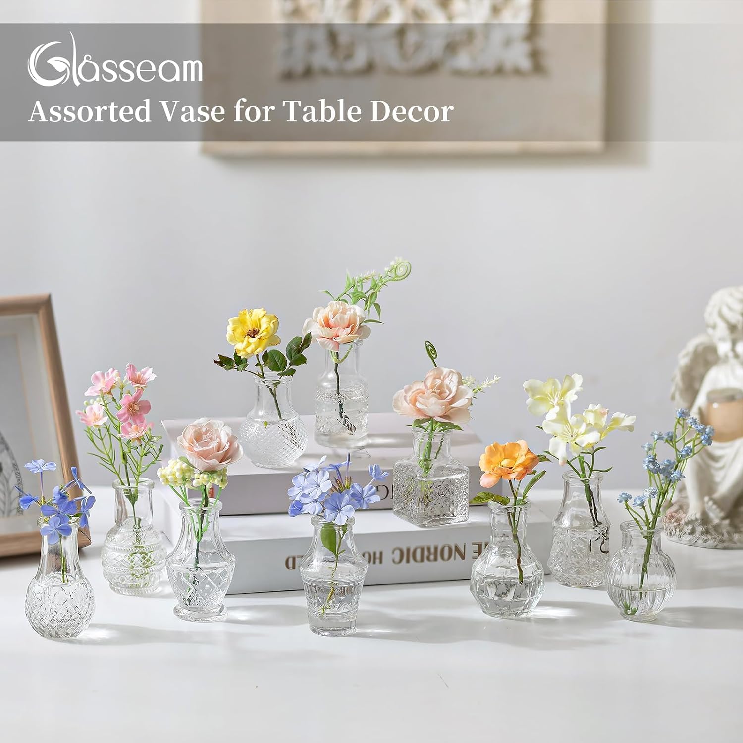 2.7" Mini Glass Vase Set for Flowers Decor Wedding Party Baby Shower / Clear / Set of 20