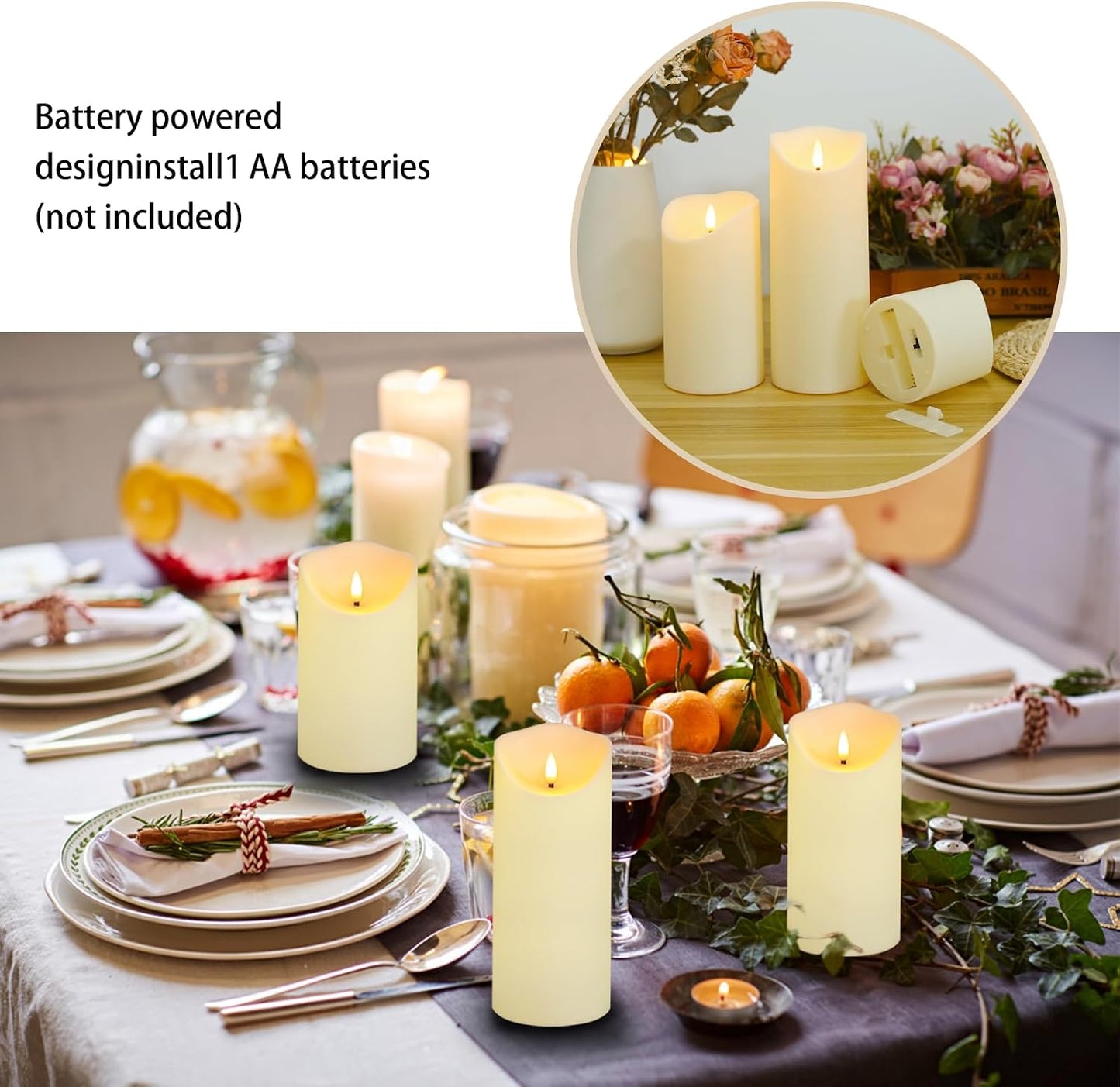 Fo32won Flameless Flickering Candles with Remote Timer, Set of 6 Ivory Led Battery Operated Candles for Home Decor Xmas