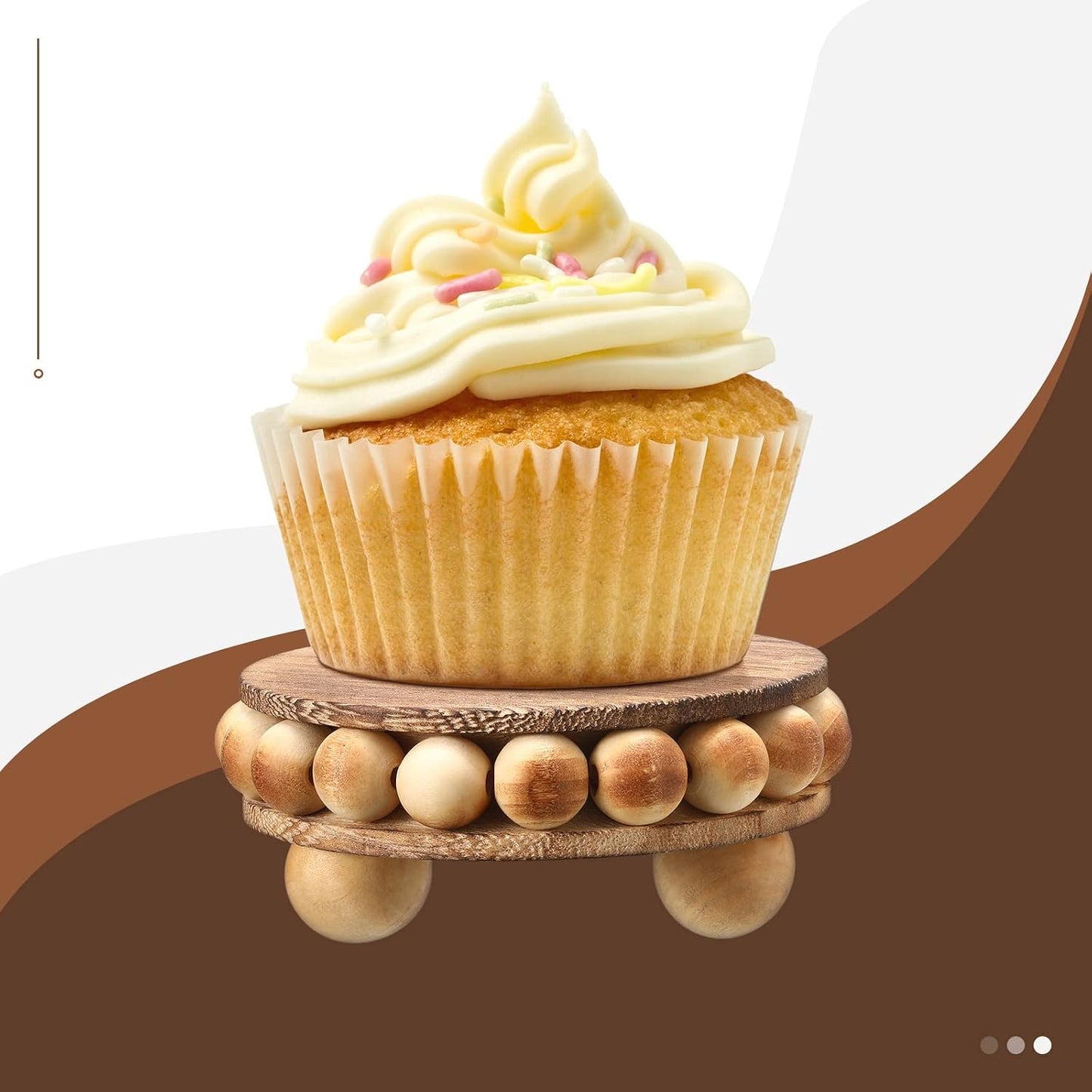 Wooden Risers for Displays Round Wood Riser Distressed Wood Risers / Brown / 3.94 Inch / Set of 2