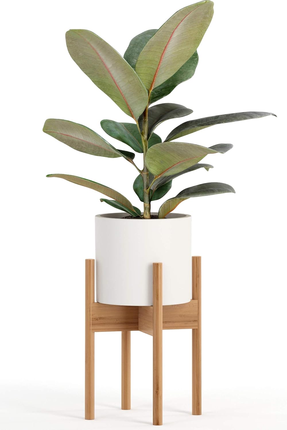 Fox & Fern Mid Century Plant Stands for Indoor Planters, Bamboo, 8 Inch | Plug In Design, Holds 150 lbs, Two High